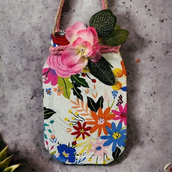 Mason Jar Hanging Wall Decor (Floral with pink flowers) - Picture 3 of 5